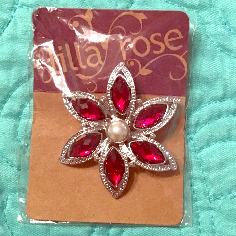 lilla Rose Poinsettia brooch NWT